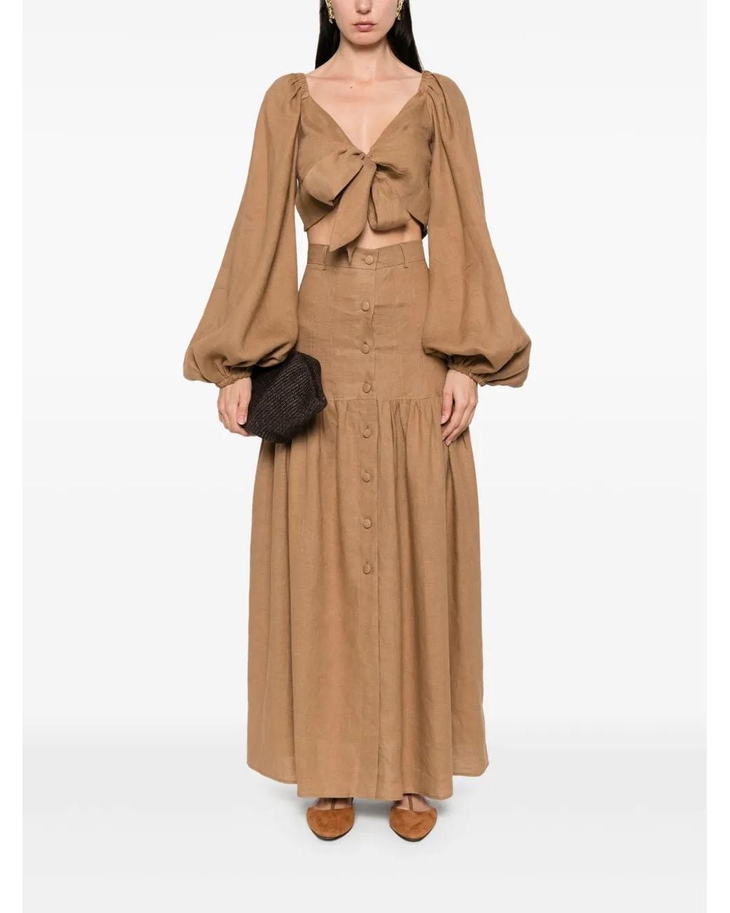 ACTUALEE Natural Tie-Fastening Blouse