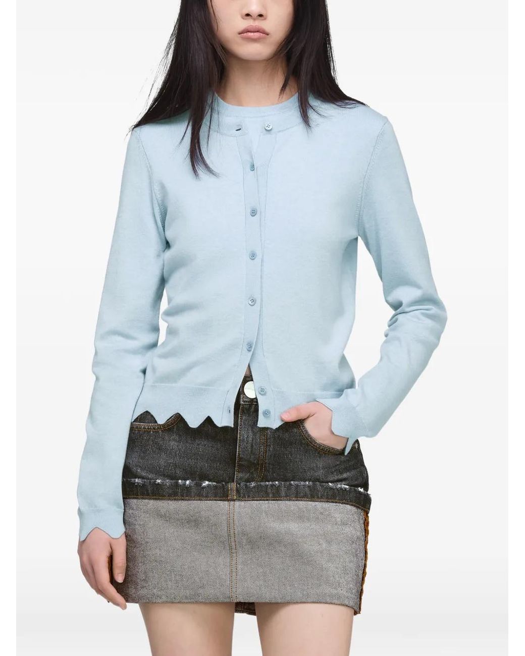 Marc Jacobs Blue Scallop-Trim Cardigan