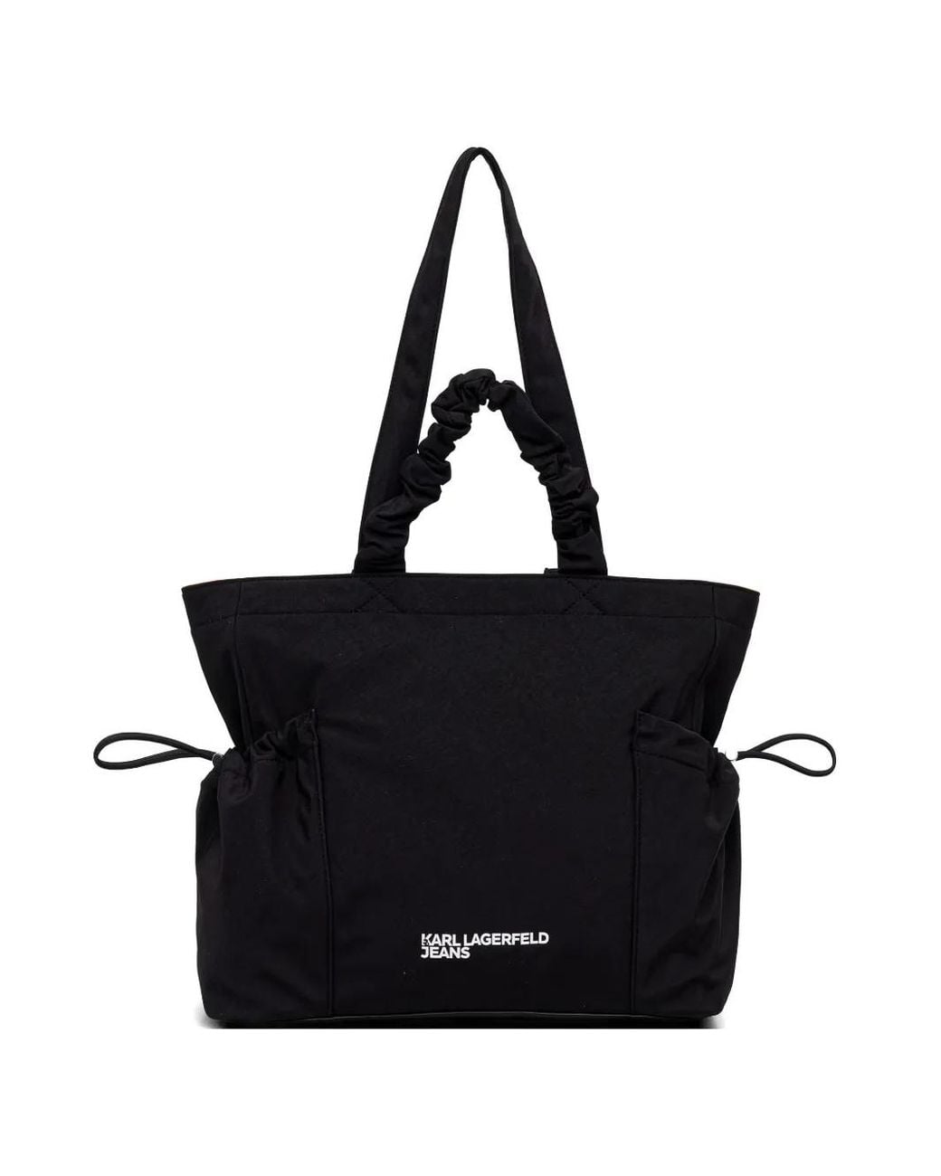 Karl Lagerfeld Black Ruched-Handle Tote Bag