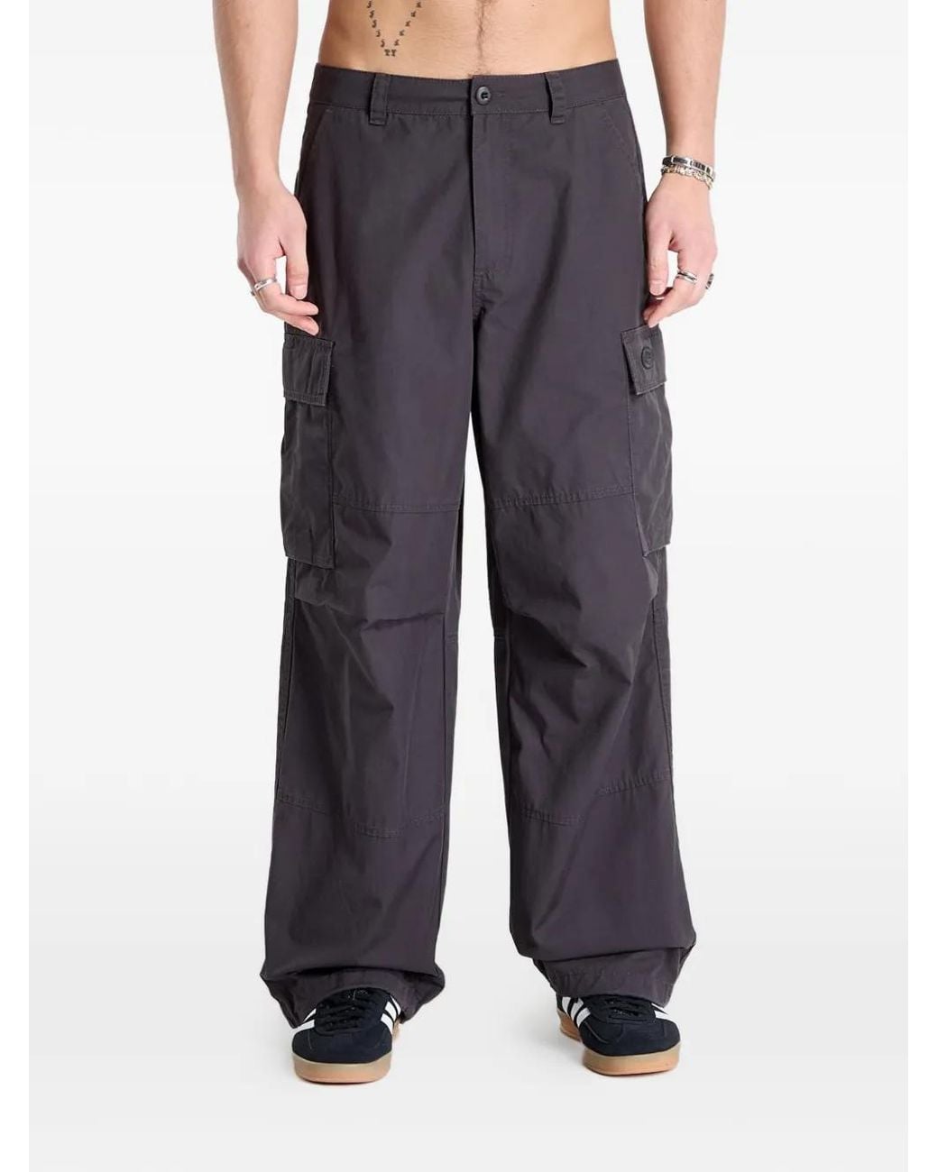 Adidas Blue Wide-Leg Cargo Trousers for men