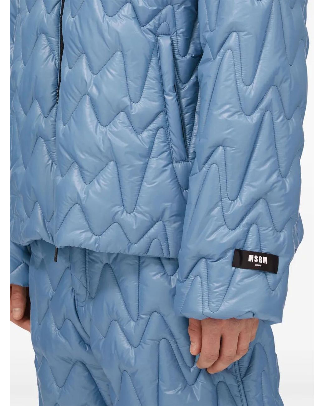 MSGM Blue Quilted Padded Jacket for men