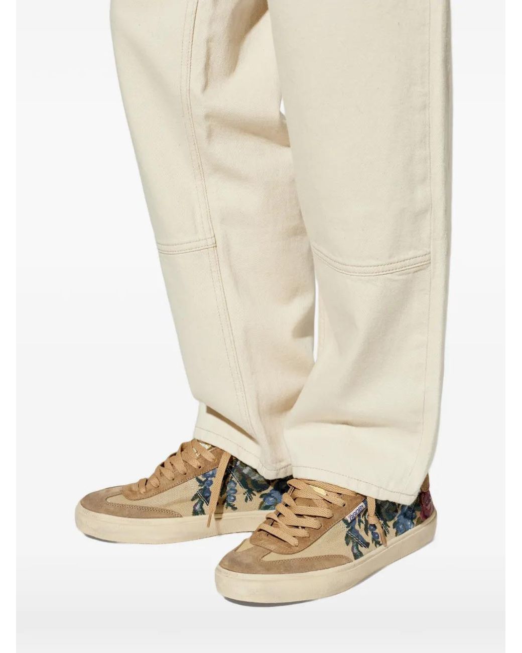 Golden Goose Deluxe Brand Natural Floral Print Leather Sneakers for men