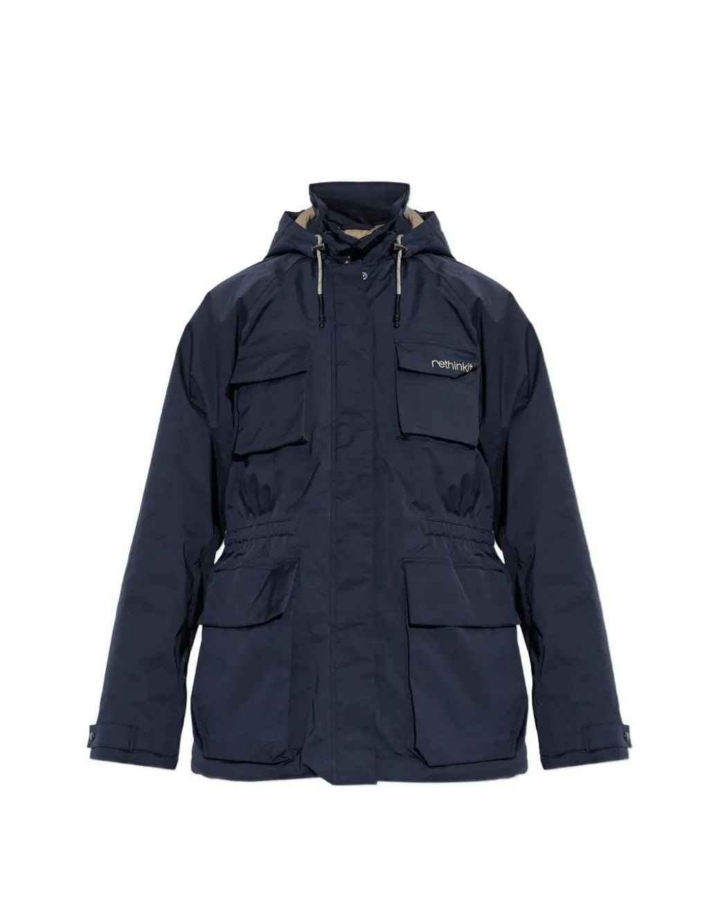 Rethinkit Studios Blue Logo-Patch Hooded Jacket