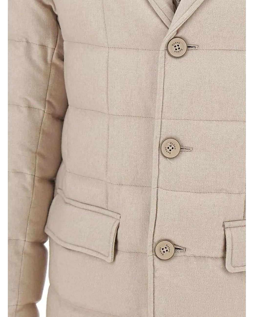 Herno Natural Quilted Buttoned Jacket for men