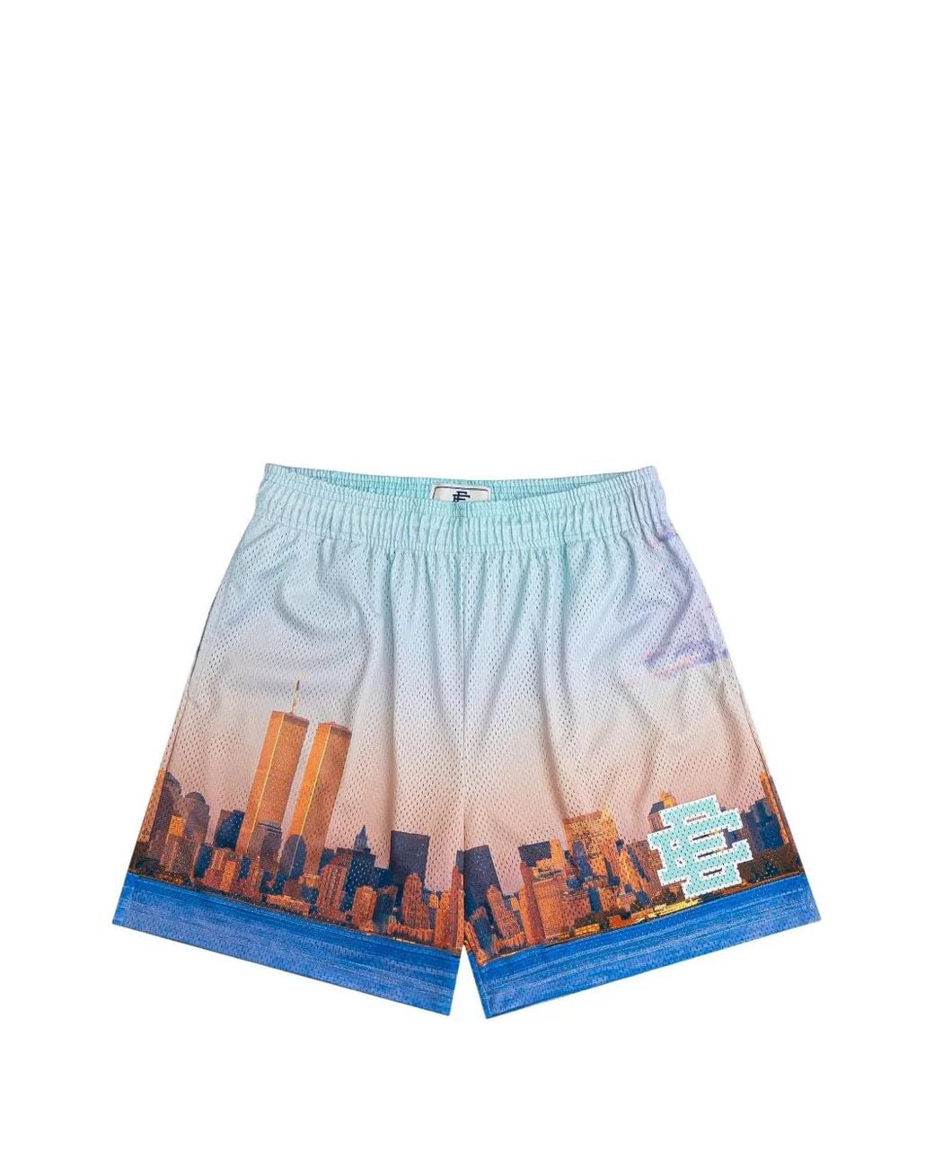 Eric Emanuel Blue Basic Nyc Twin Towers Graphic-Print Mesh Shorts for men