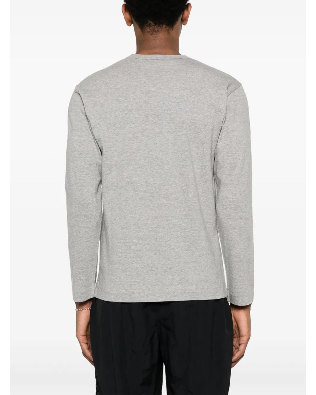 COMME DES GARÇONS PLAY Gray Double Heart-Patch T-Shirt