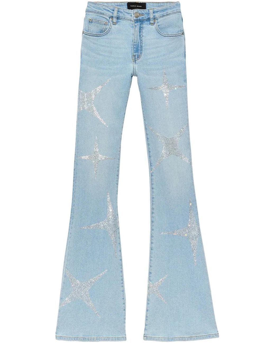 Purple Brand Blue Rhinestone-Embellished Bootcut Jeans