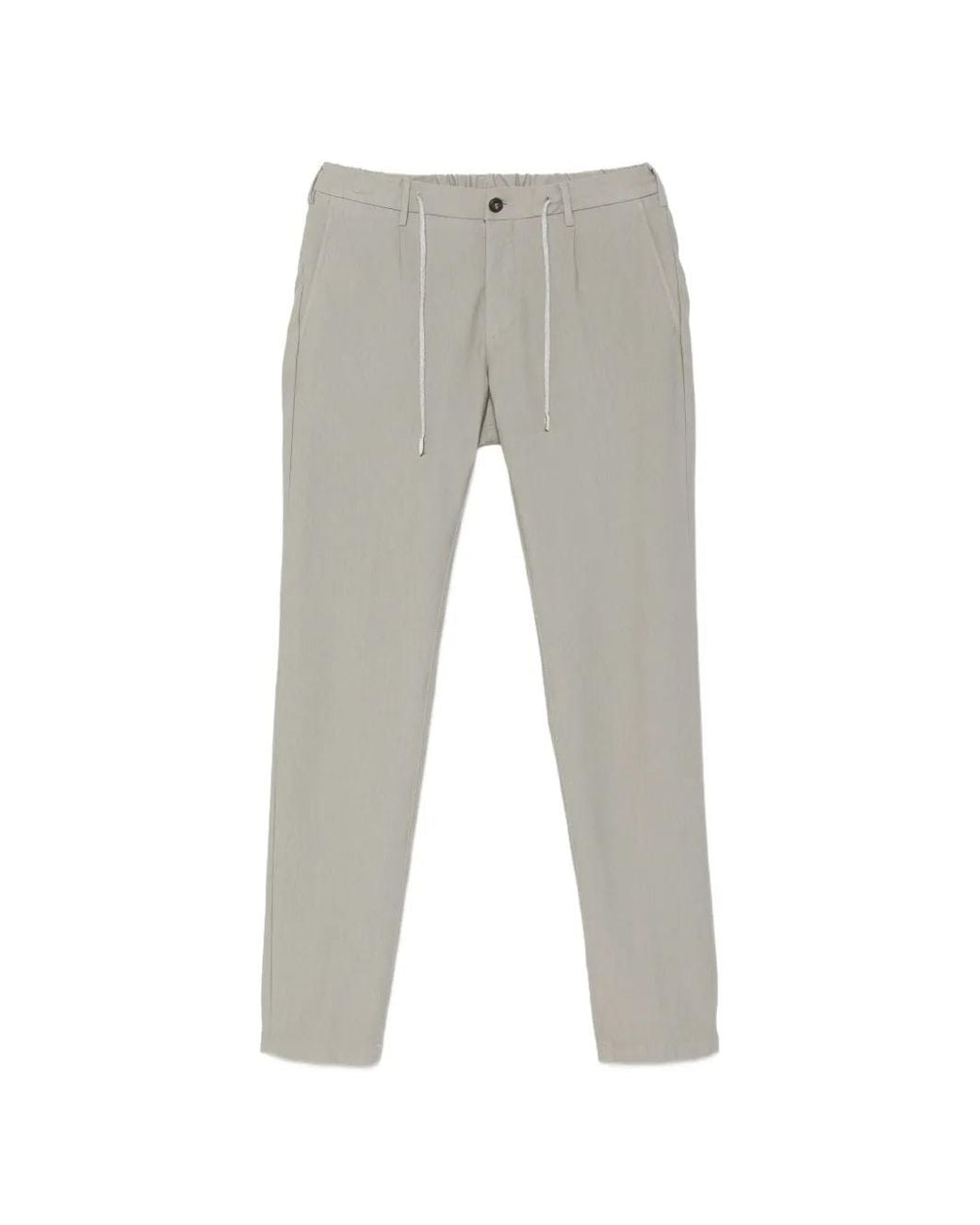 Eleventy Gray Drawstring-Waistband Straight-Leg Trousers for men