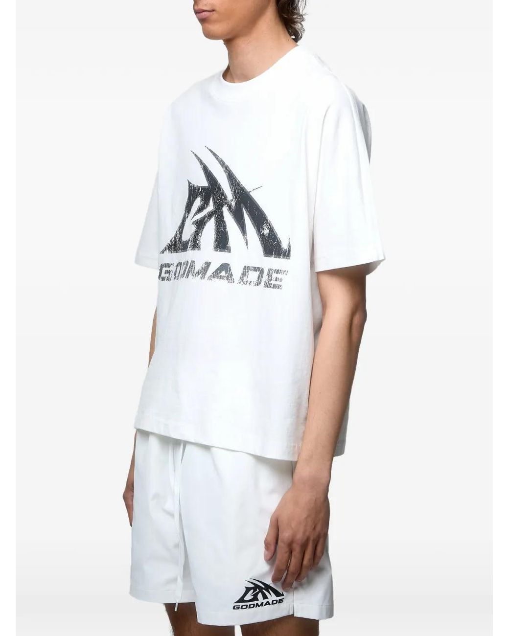 GODMADE White Short De Bain À Logo Imprimé for men