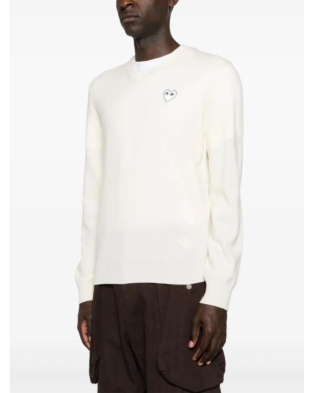 COMME DES GARÇONS PLAY White Heart-Patch Wool Jumper