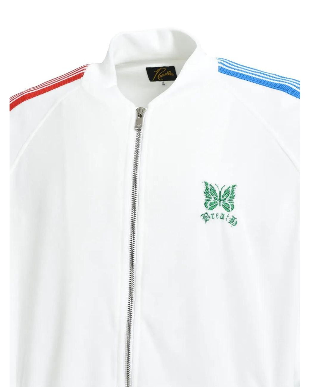 BREATH Blue Needles Stripe-Detail Velour Track Jacket for men
