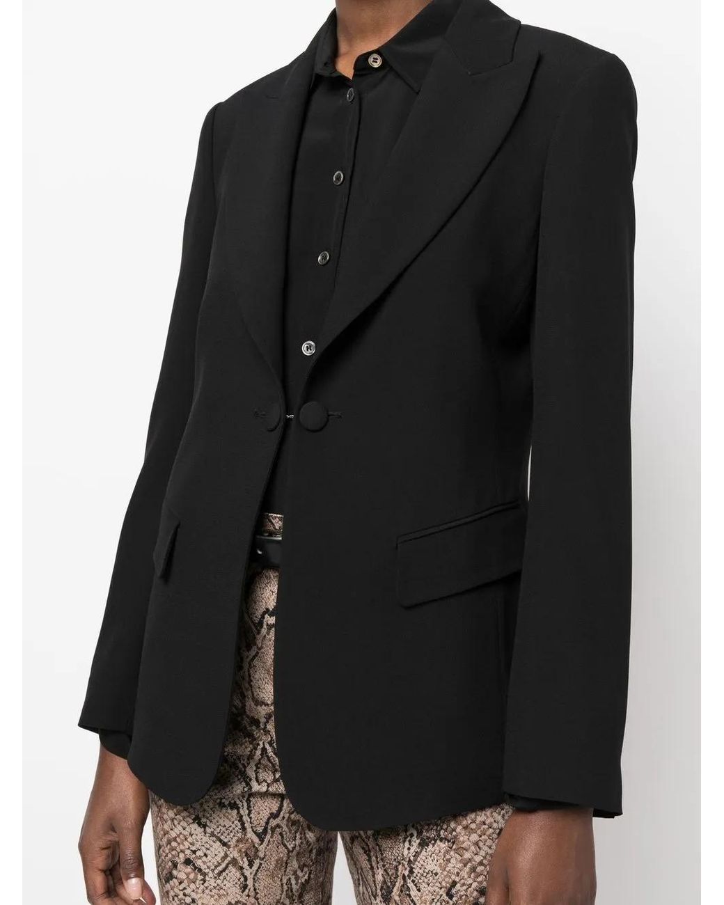 Alberta Ferretti Black Peak-Lapel Single-Breasted Blazer