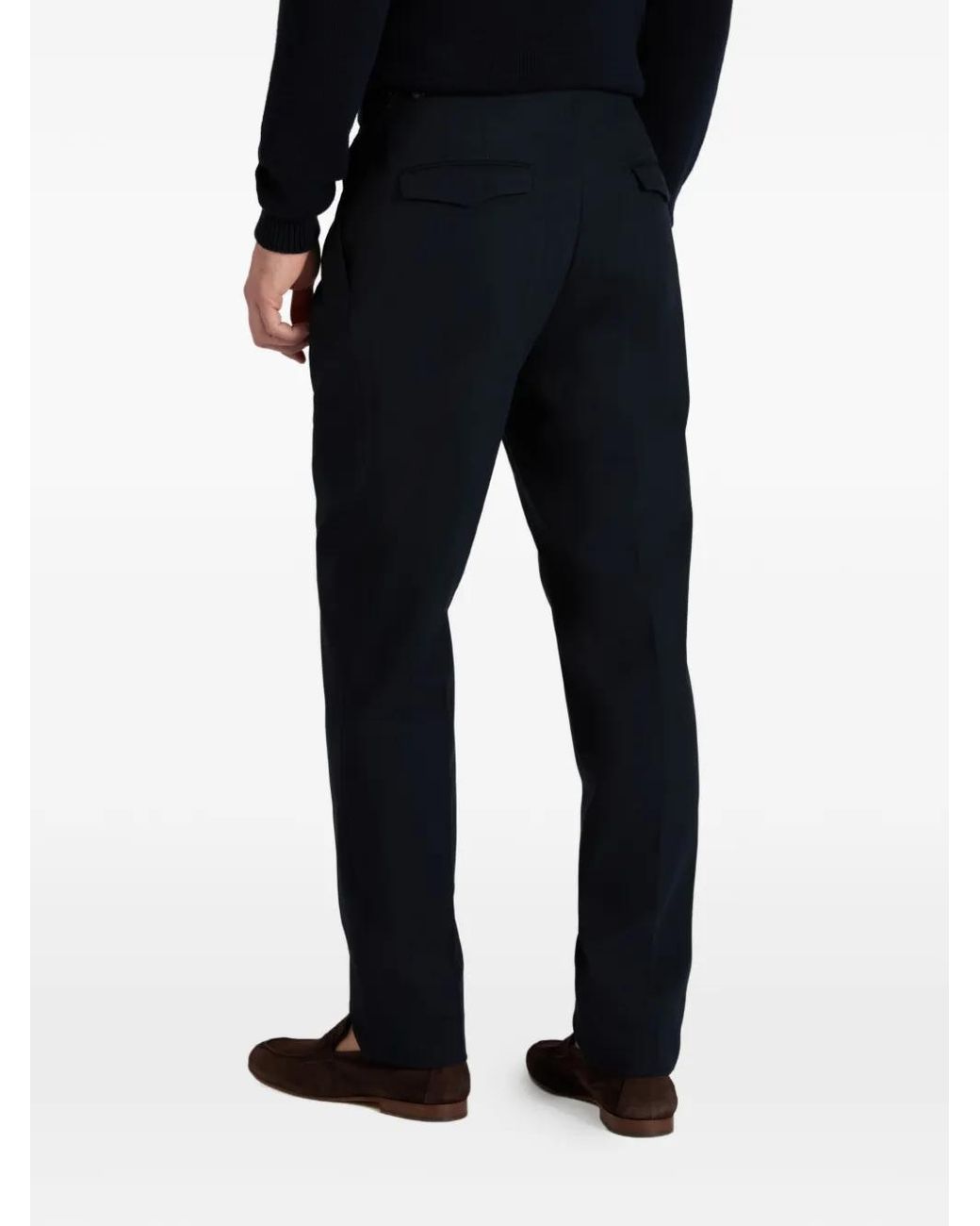 Incotex Blue Pleated Tapered Trousers for men