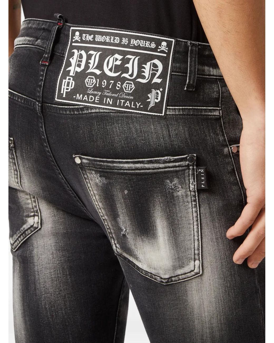 Philipp Plein Gray Logo-Label Trousers for men