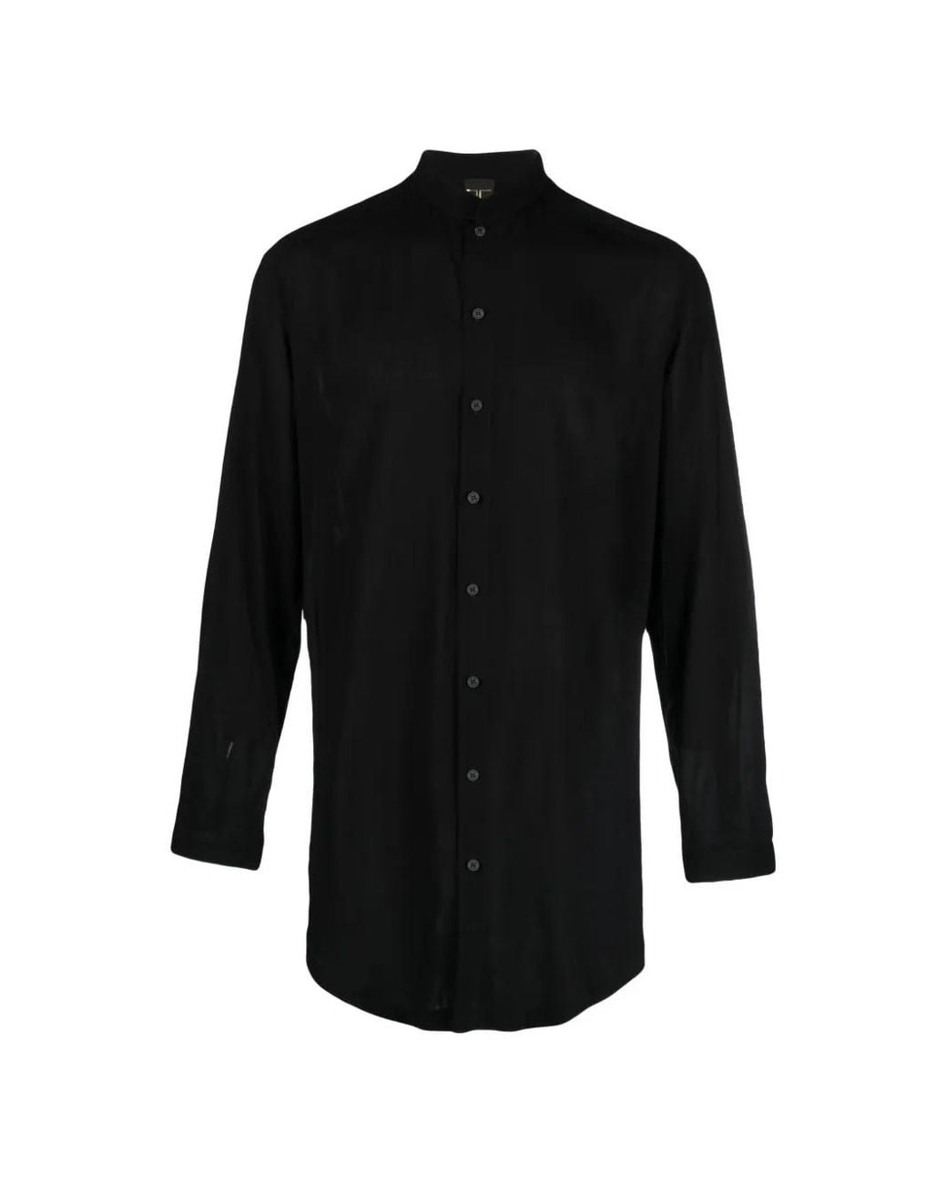 Tessitura Black Mandarin-Collar Shirt for men