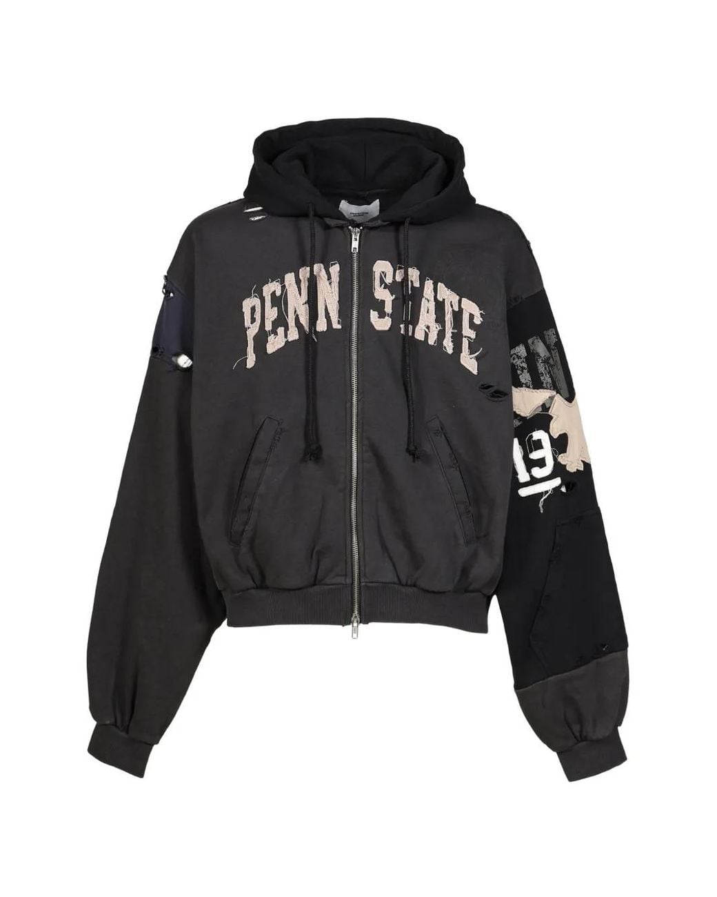 Protocol Index Black Distressed Appliqué Jacket for men
