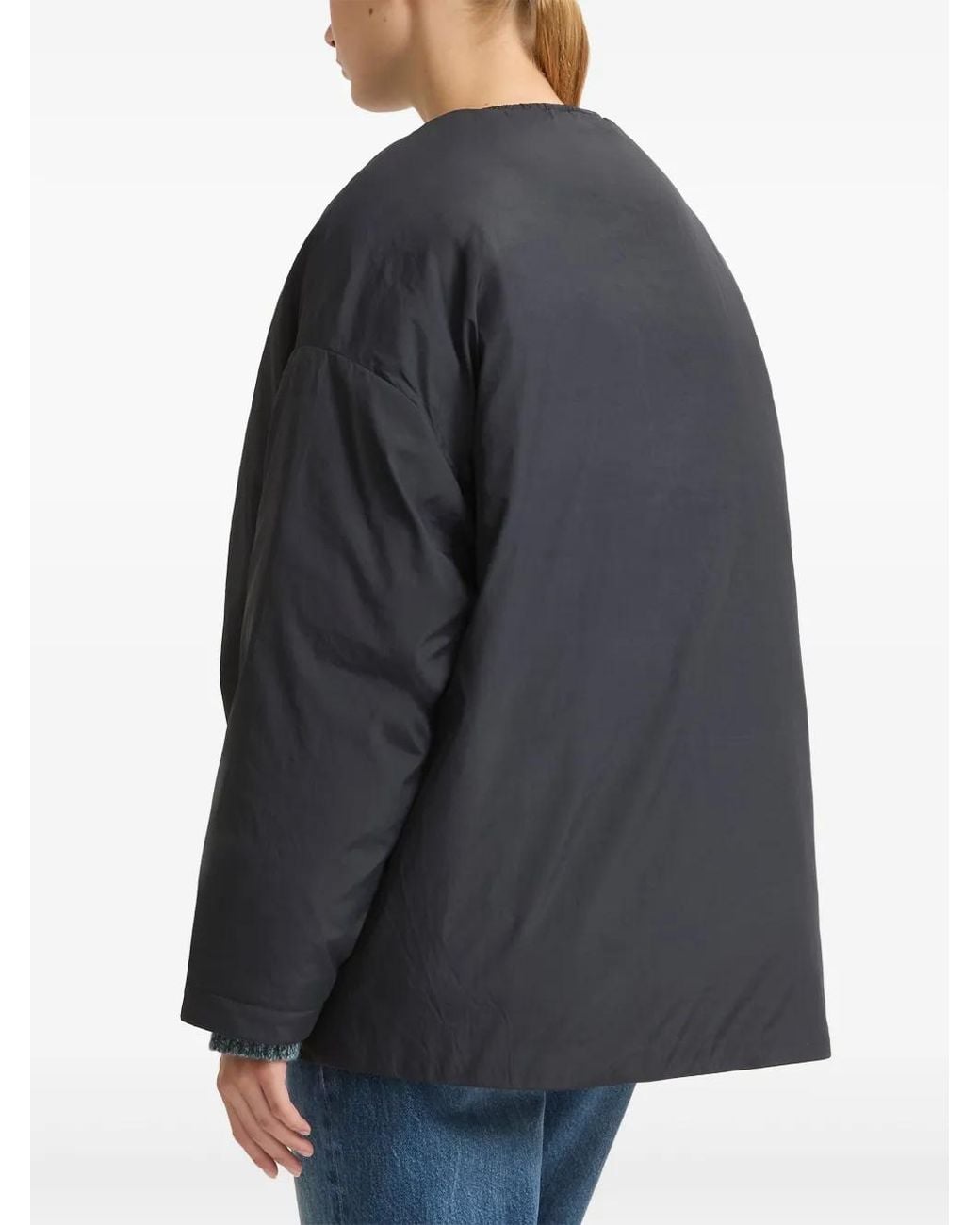 Yves Salomon Blue Drawstring-Neck Down Jacket