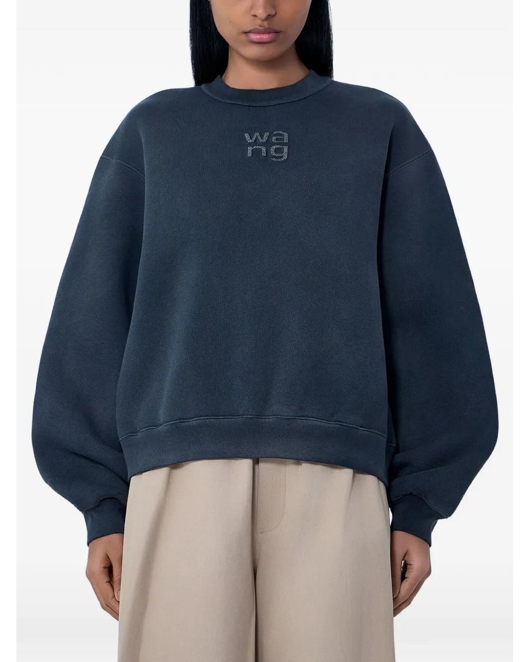 Alexander Wang Blue Embroidered-Logo Sweatshirt