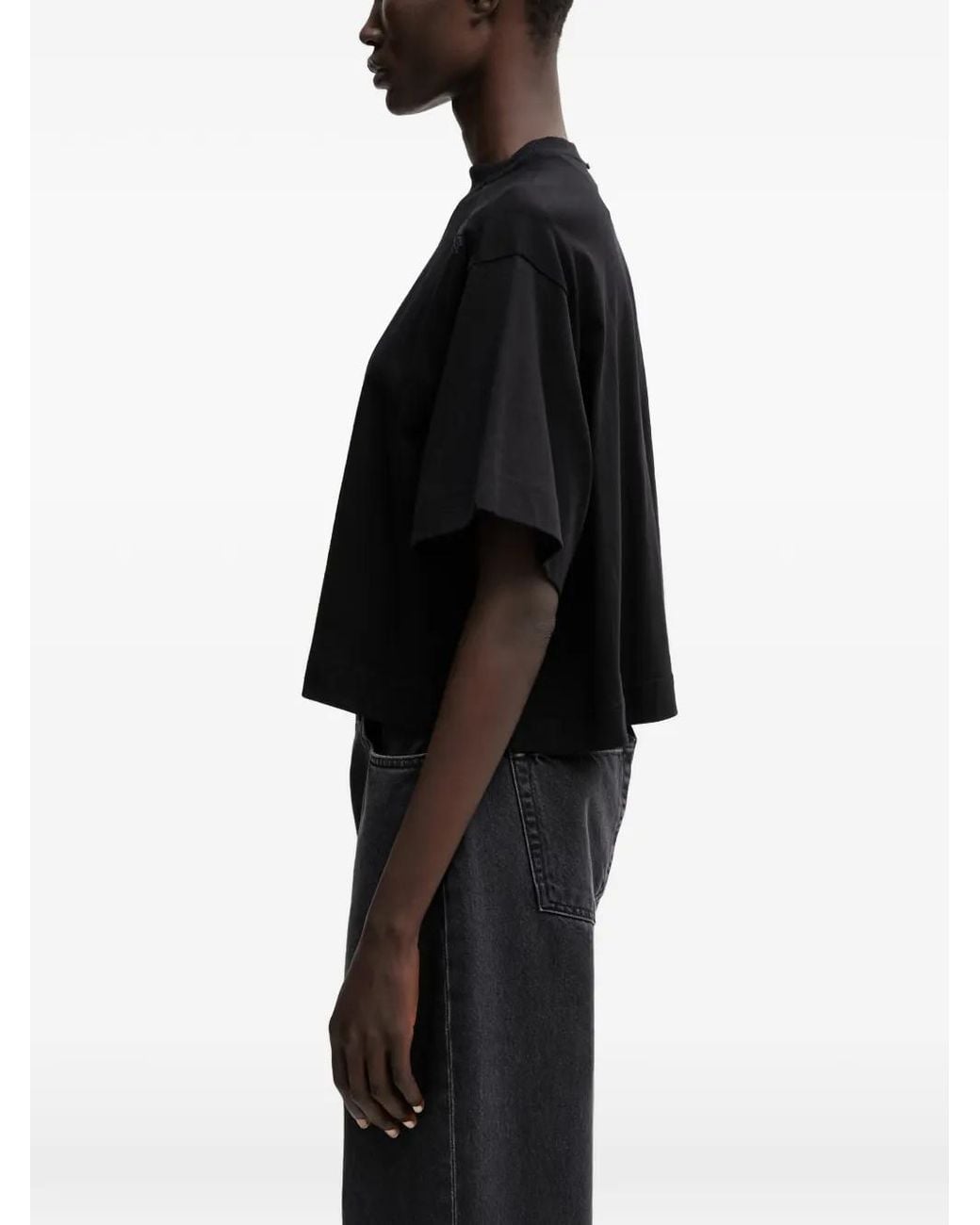 Sportmax Black Logo-Patch Cropped T-Shirt