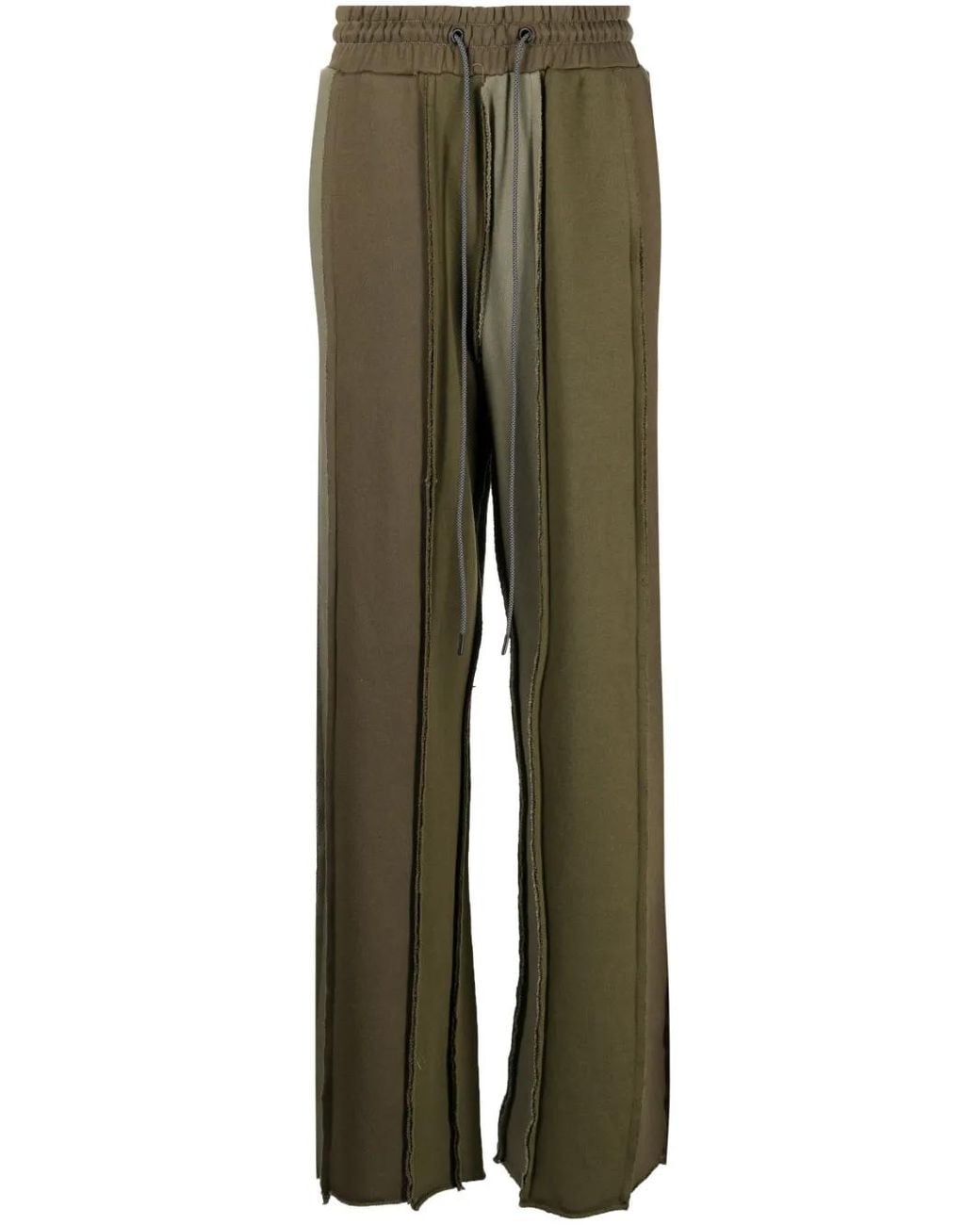Mostly Heard Rarely Seen Green Panelled Cotton Track Pants for men
