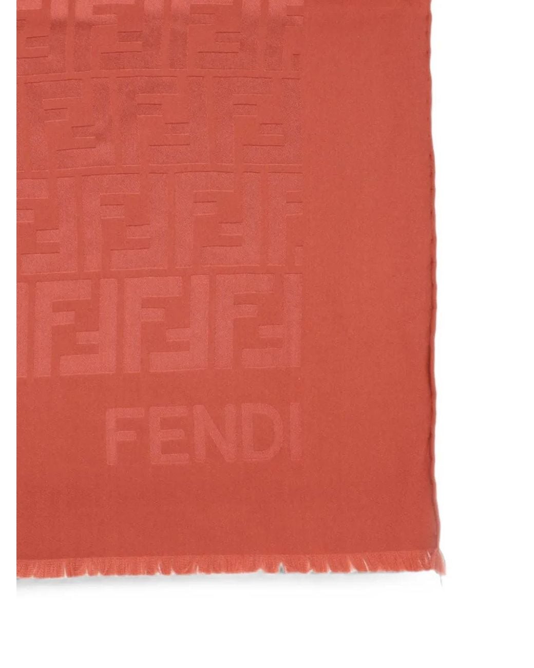 Fendi Red Frayed Scarf