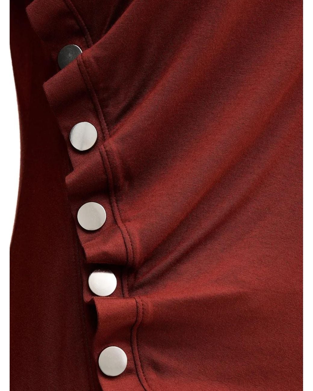 Sisley Red Button-Detailed Ruched Top