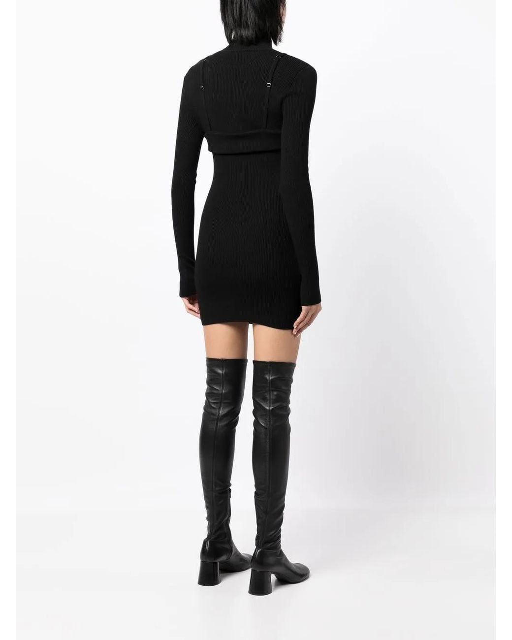 Monse Black Ribbed-Knit Bodycon Mini Dress