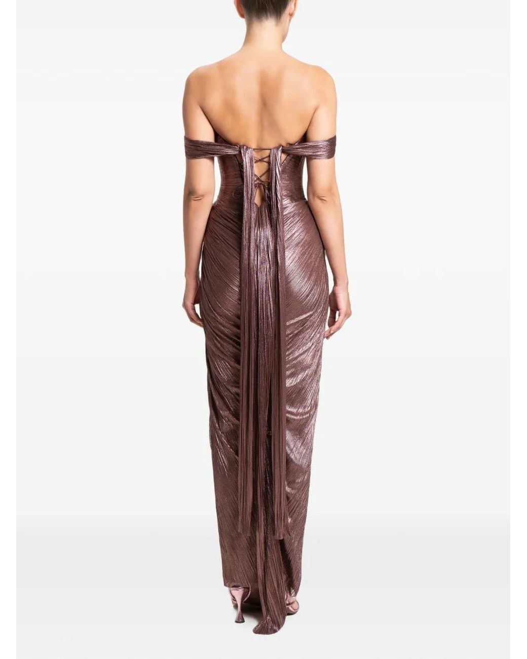 Maria Lucia Hohan Purple Tia Off-Shoulder Gown