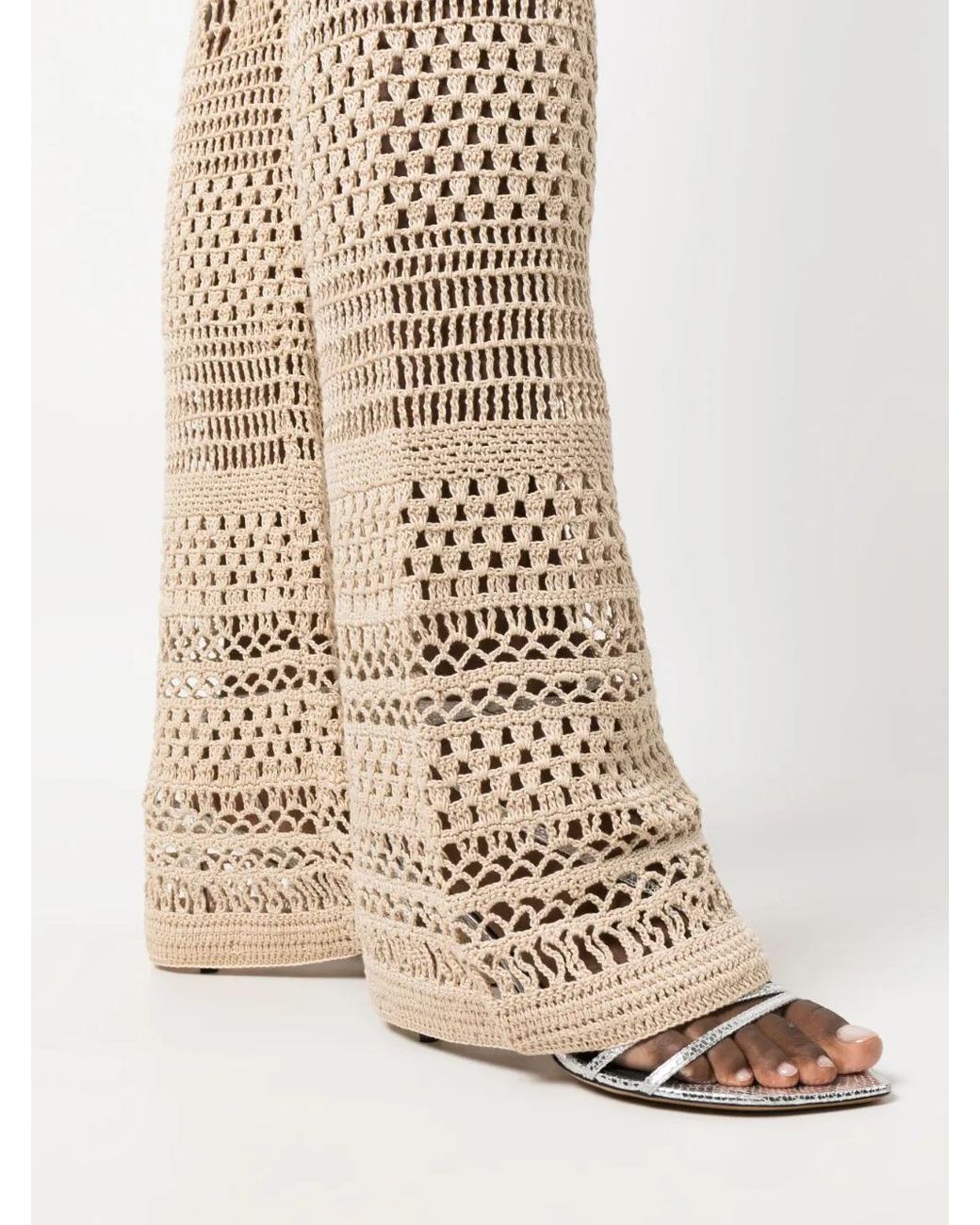 Rabanne Natural High-Waisted Knitted Trousers