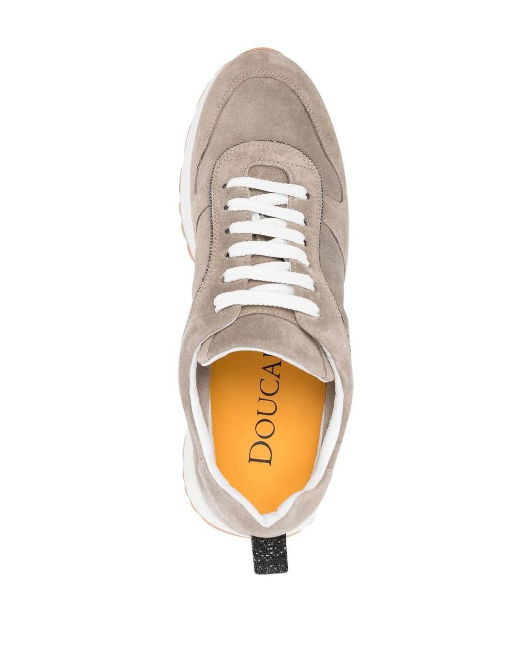 Doucal's White Lace-Up Suede Sneakers
