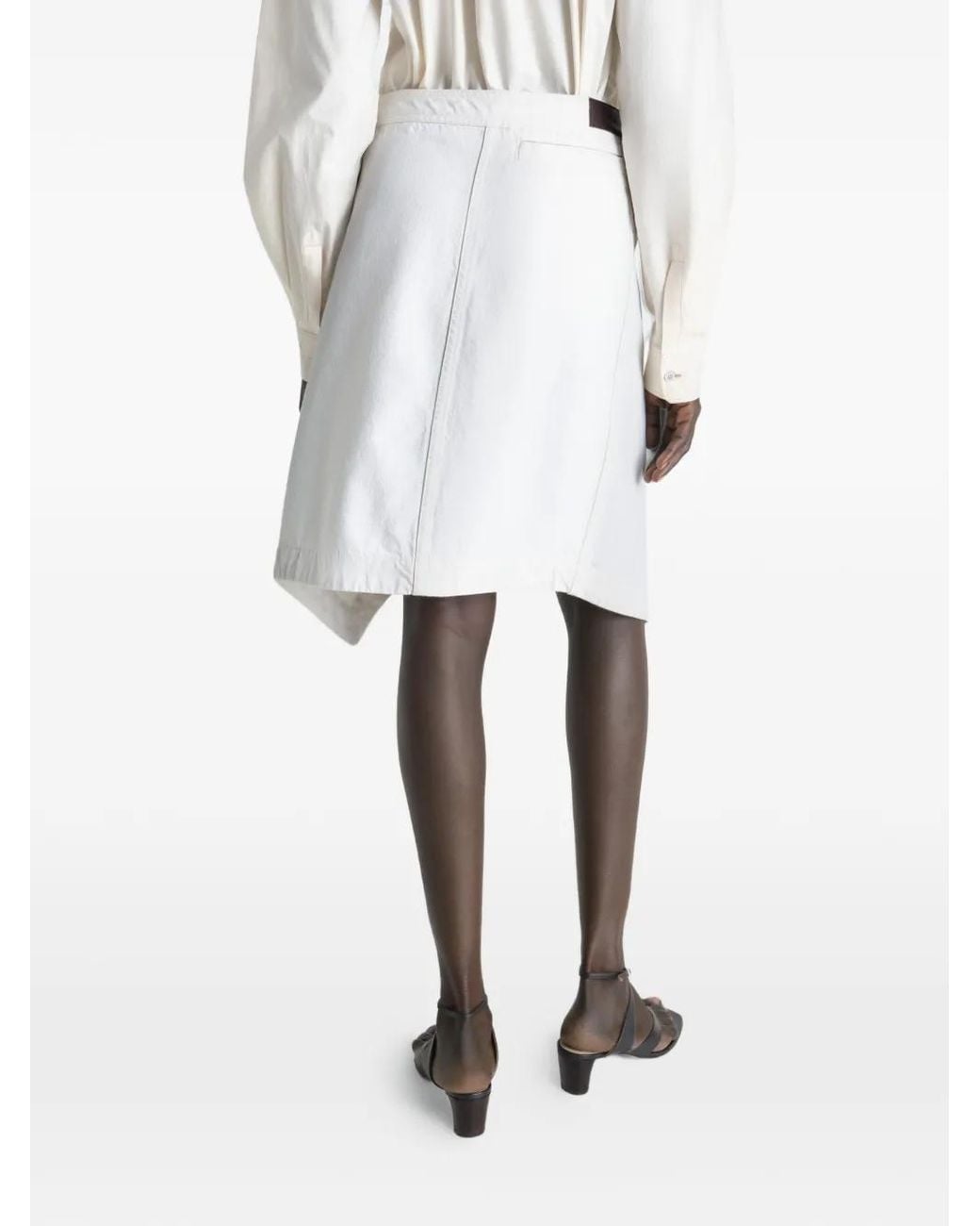 Lemaire White Asymmetric Cotton Skirt