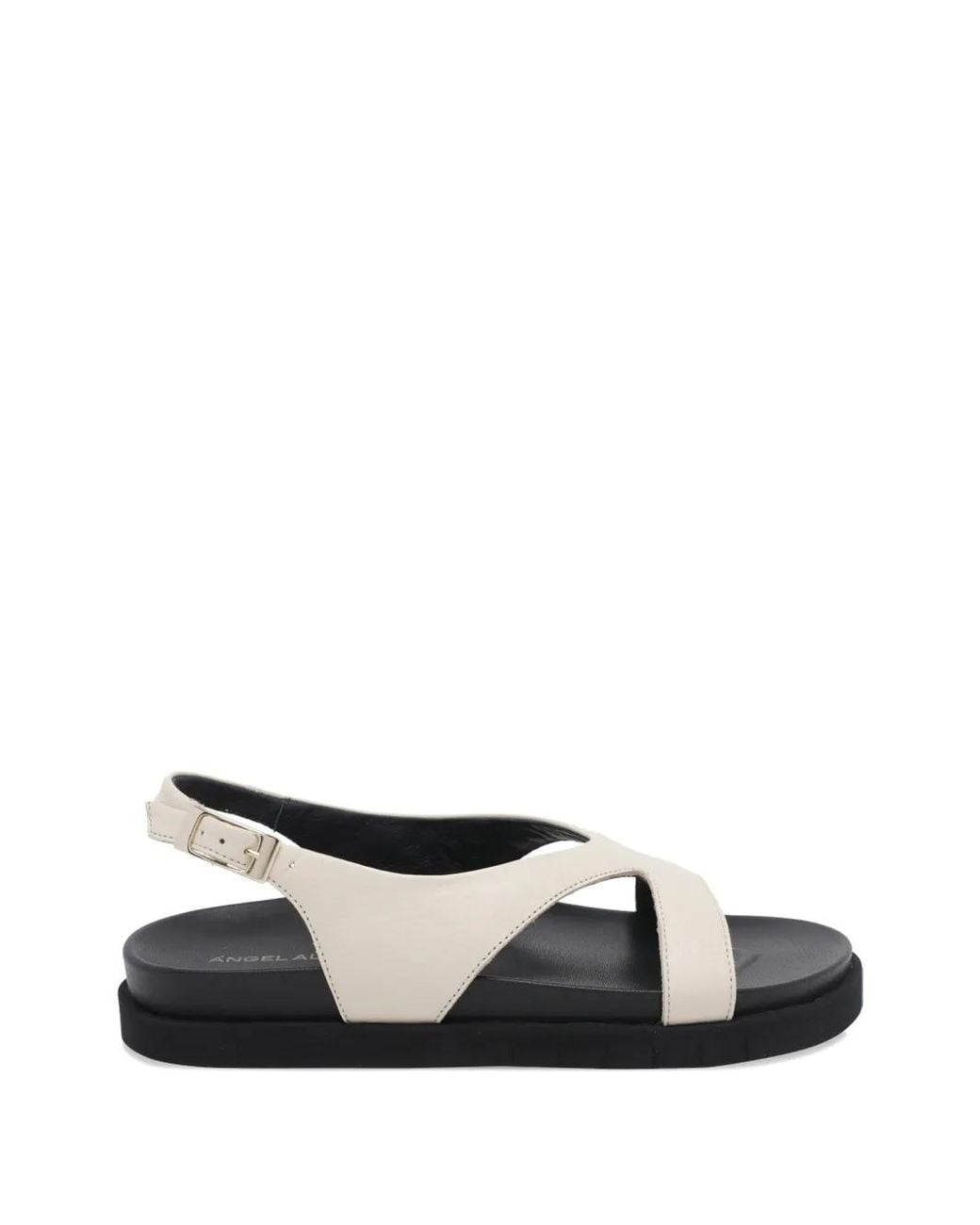 Angel Alarcon White Leather Flat Sandals
