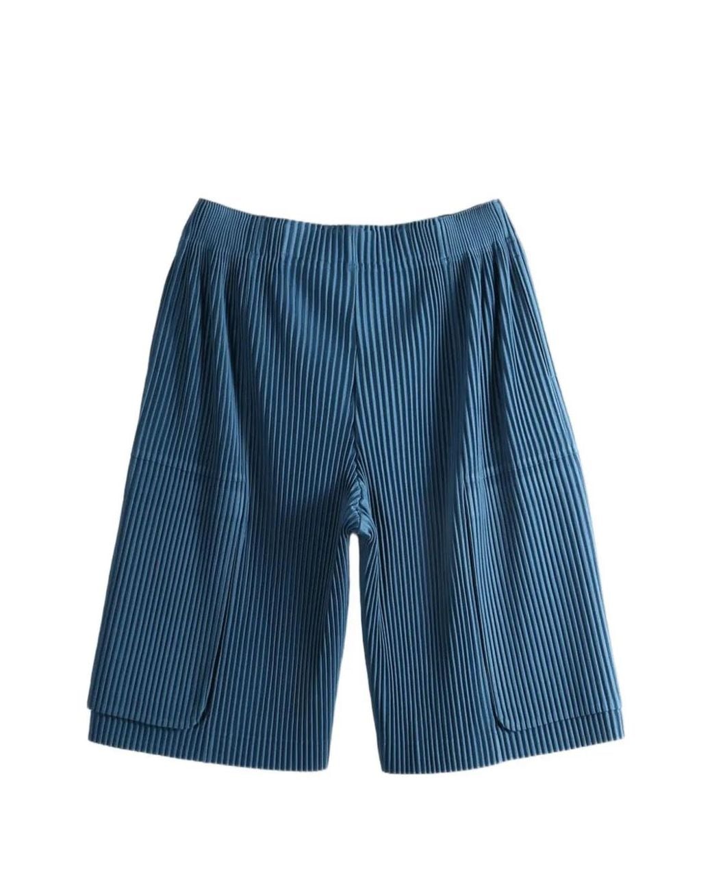 Homme Plissé Issey Miyake Blue Plissé-Effect Cargo Pants for men