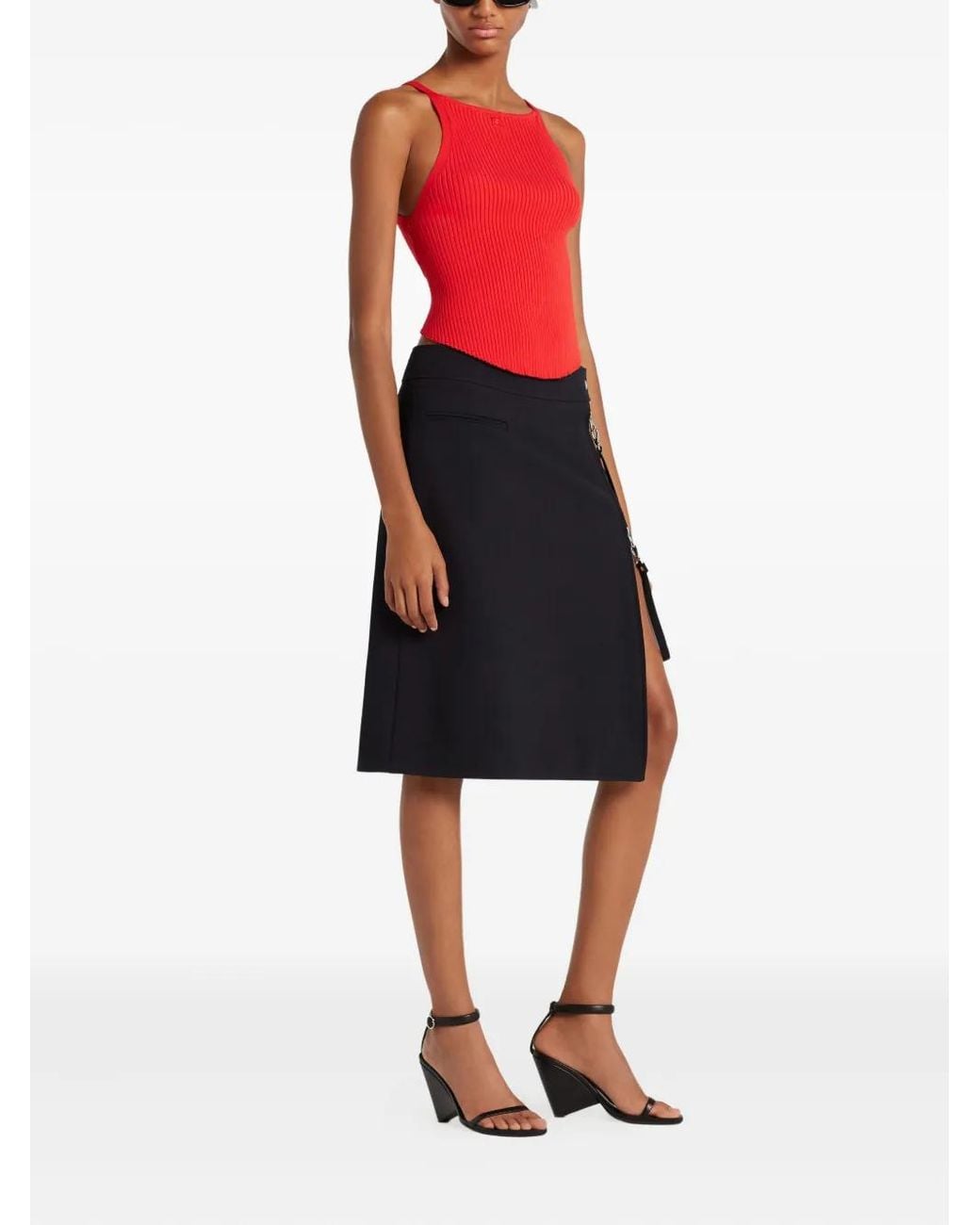 Courreges Red Ribbed Halter Top