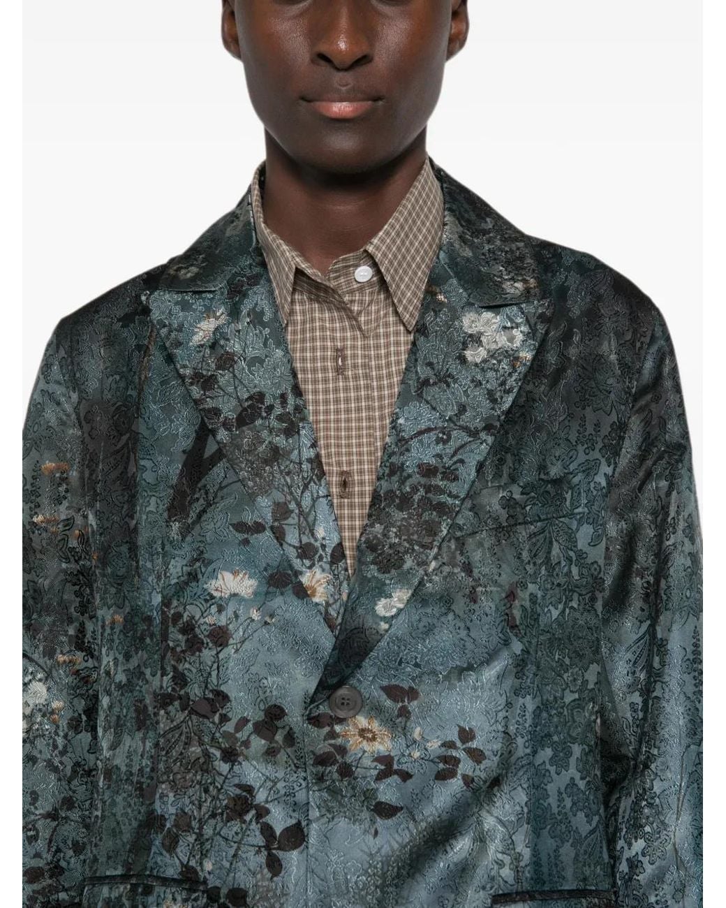 Pierre Louis Mascia Blue Floral-Print Coat