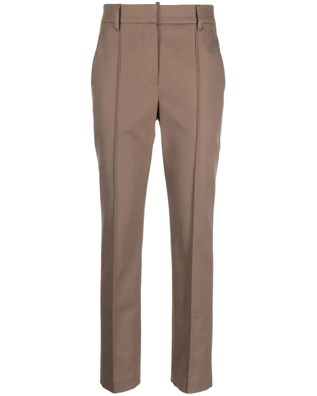 Brunello Cucinelli Brown Slim-Leg Stretch-Cotton Trousers
