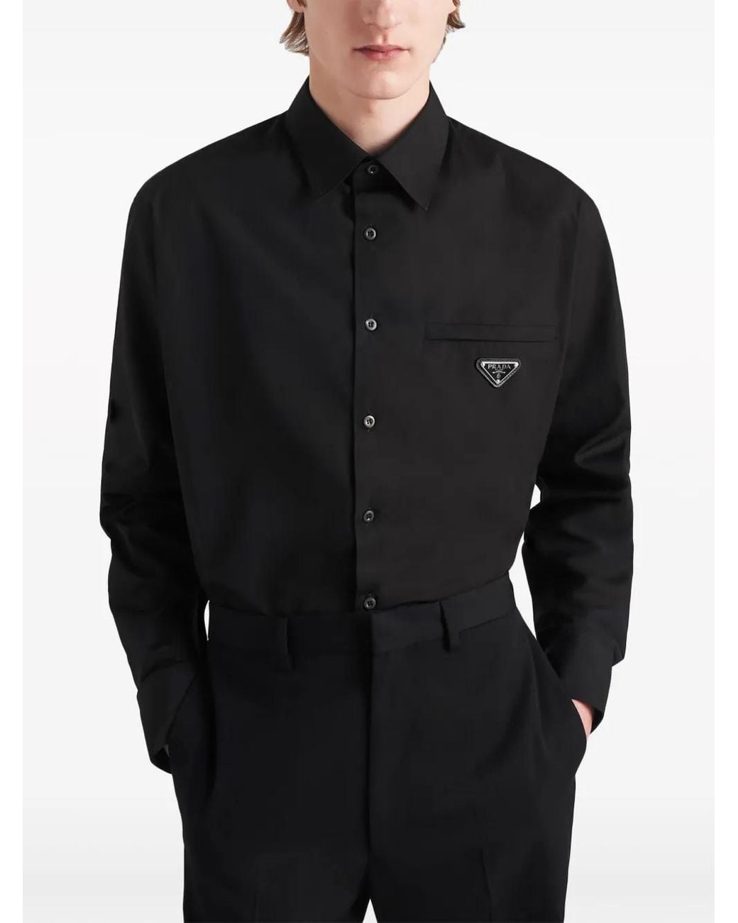 Polo Con Logo A Triangolo di Prada in Black da Uomo