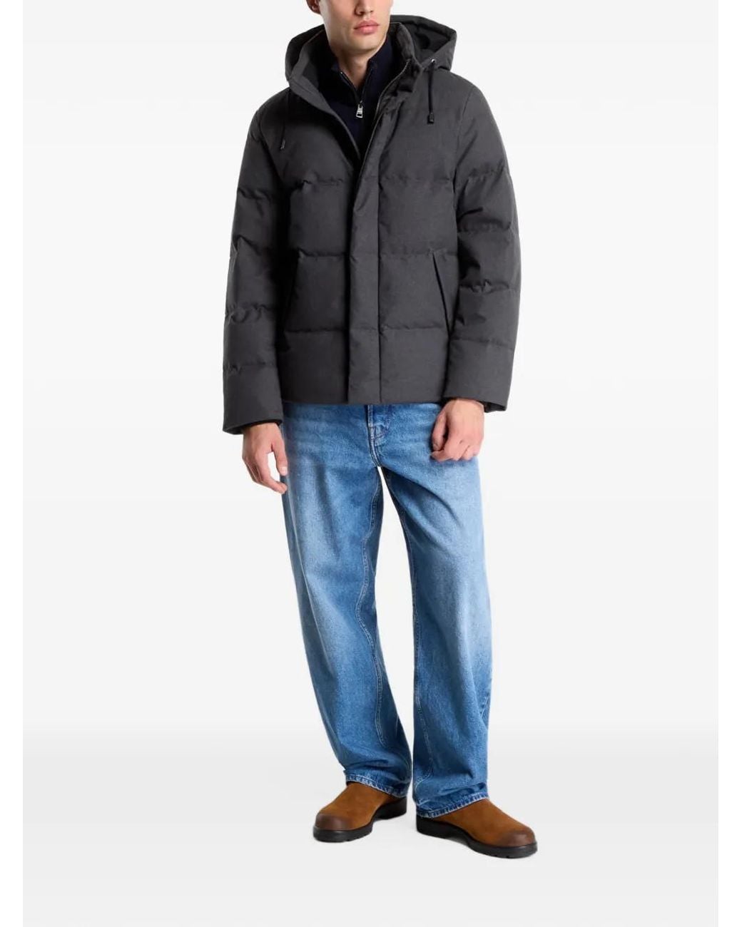 Gant Gray Quilted Hooded Jacket for men