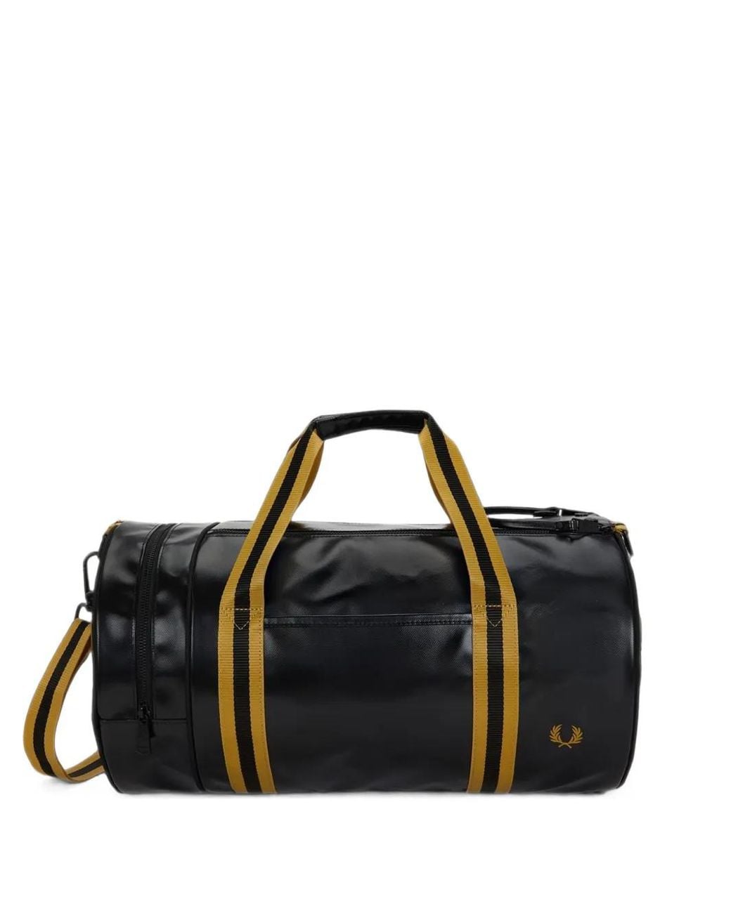 Fred Perry Black Logo-Print Holdall Bag for men