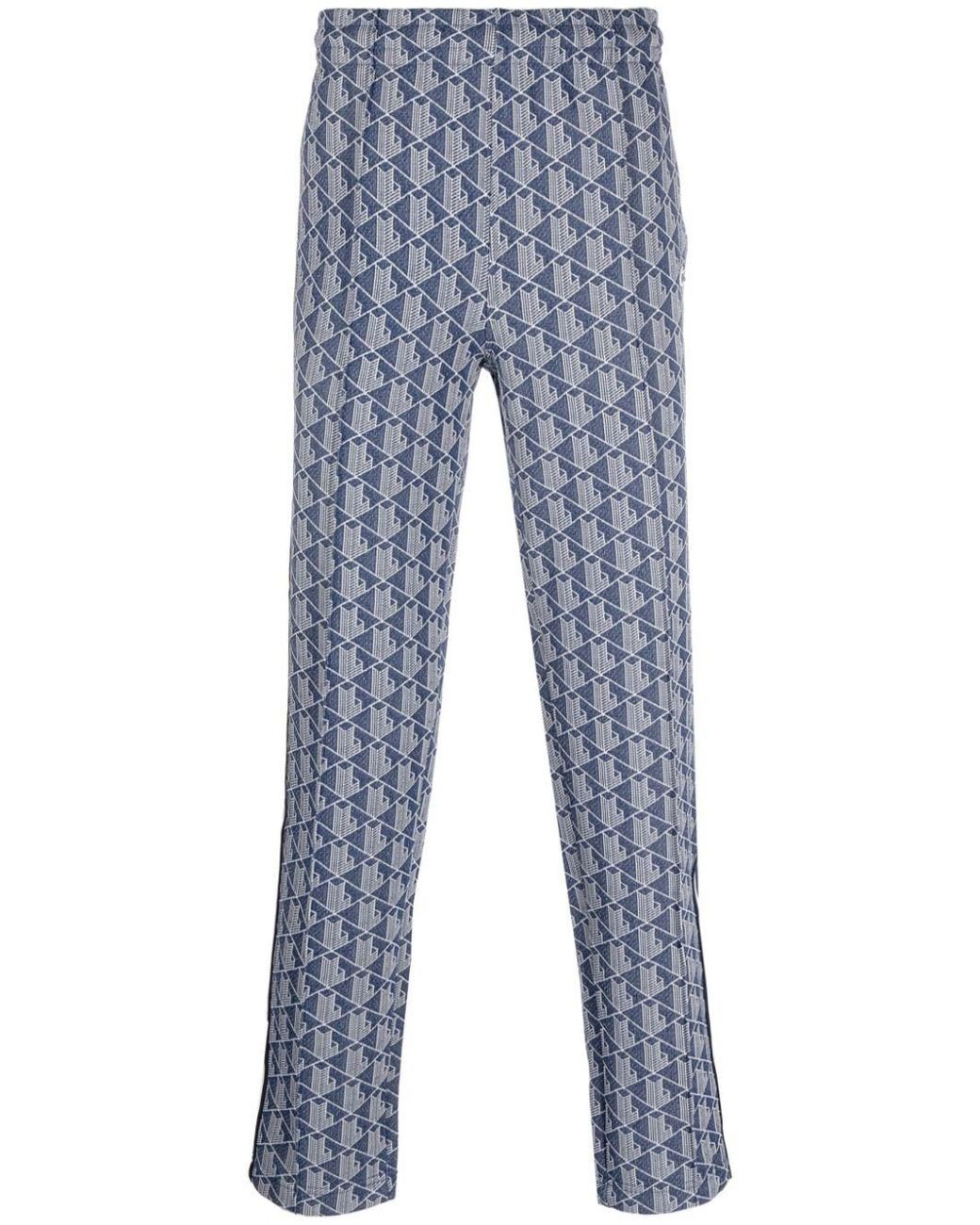 Lacoste Jacquard Monogram-pattern Track Pants in Blue for Men | Lyst