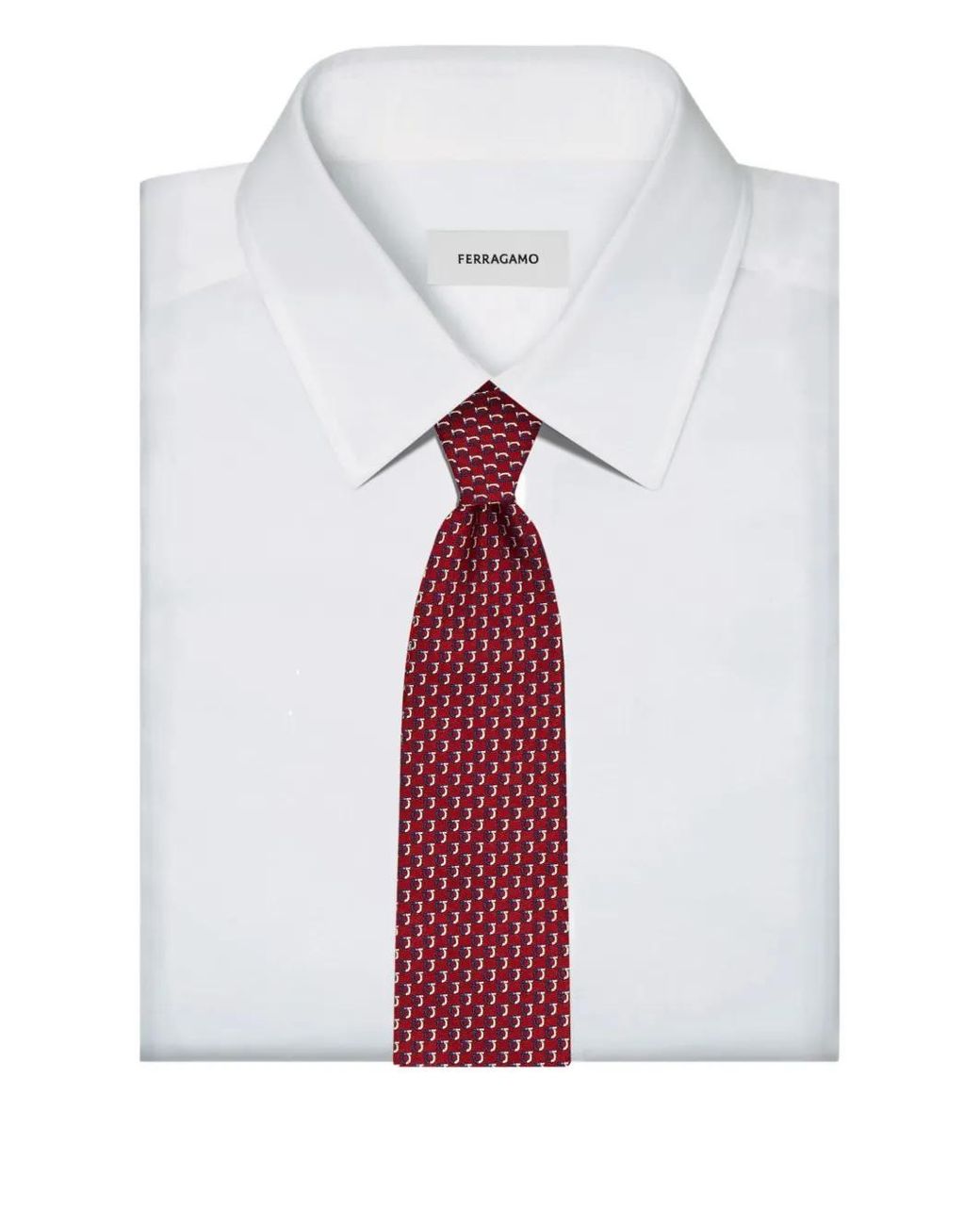 Ferragamo Red Gancini-Pattern Silk Tie for men