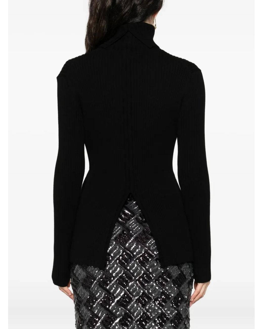 P.A.R.O.S.H. Black Gerippter Pullover
