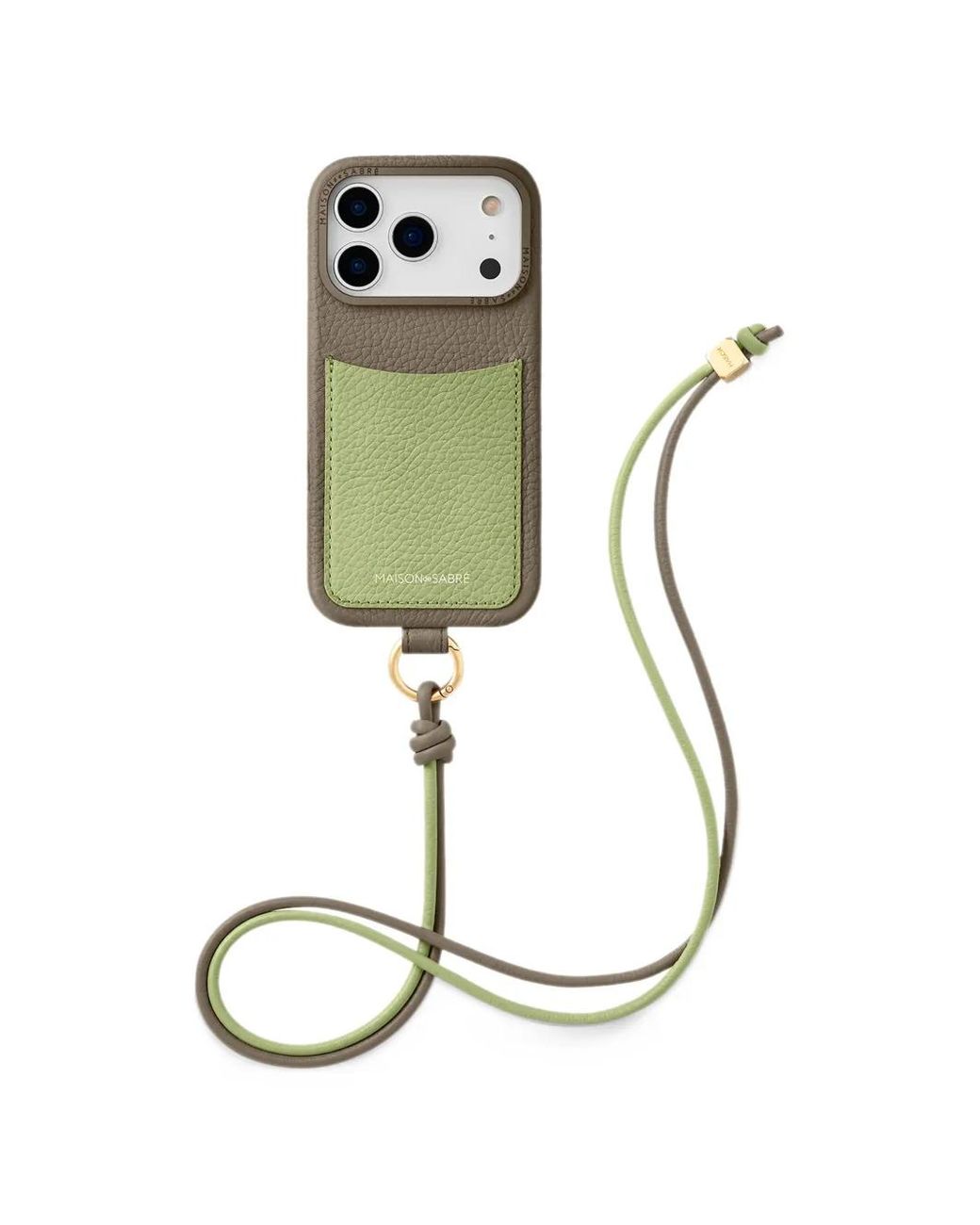 Maison De Sabre Green Sling Leather Iphone 18 Pro Phone Case