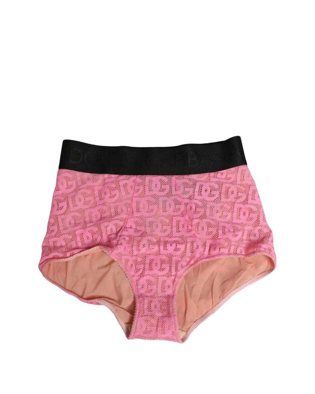 Dolce & Gabbana Pink Logo Lace Briefs
