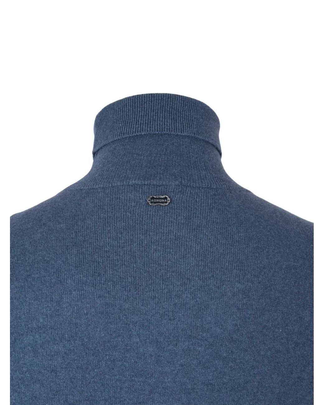 Agnona Blue Roll-Neck Cashmere Sweater for men