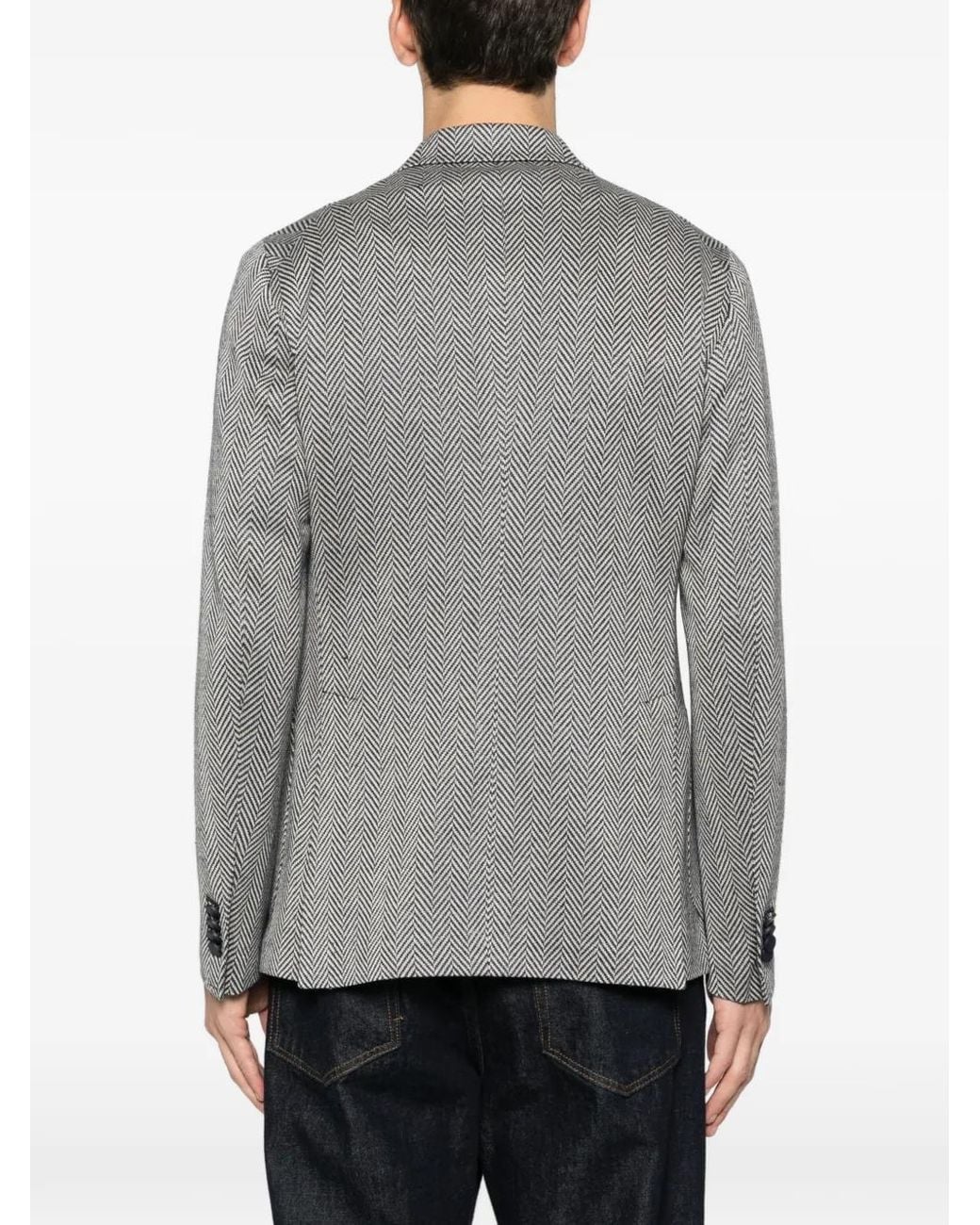 Tagliatore Gray Herringbone Double-Breasted Blazer for men