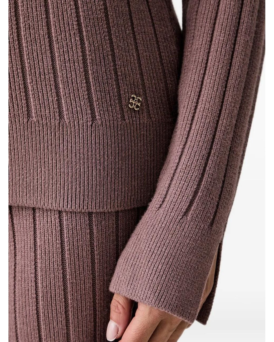 Chantelle Purple Twist Ribbed-Knit Hoodie