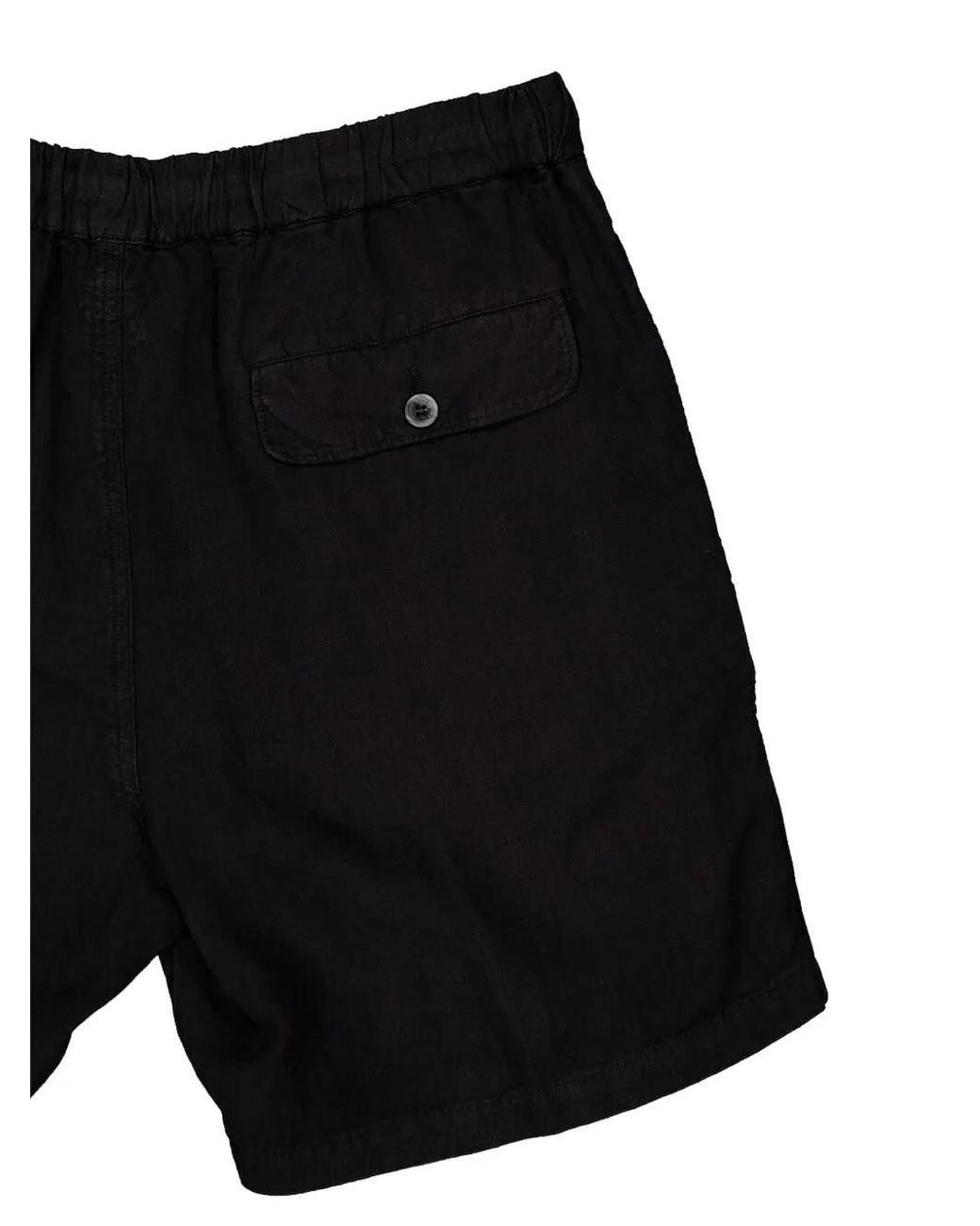 120% Lino Black Drawstring-Waist Shorts for men