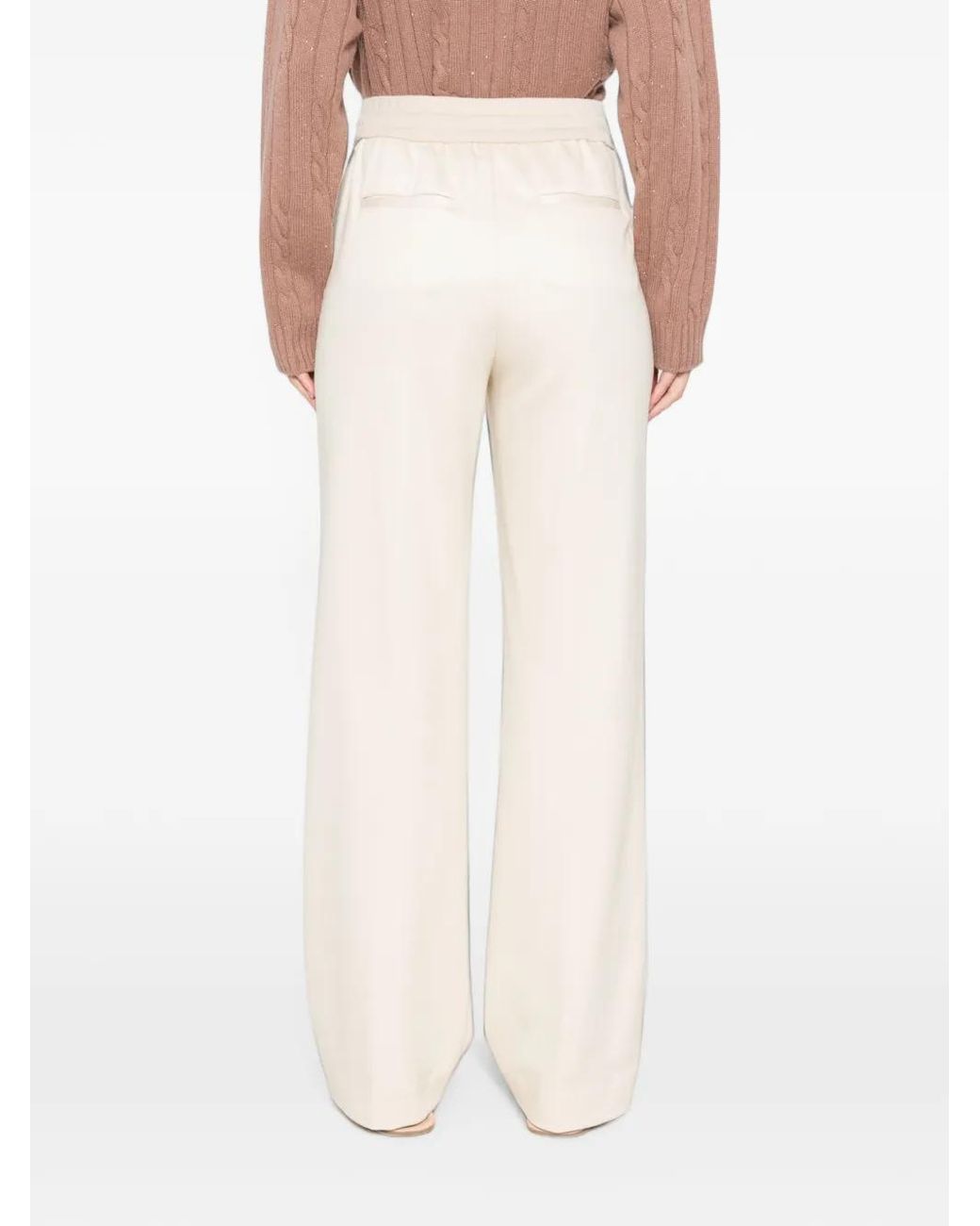 Peserico White Drawstring-Waist Trousers