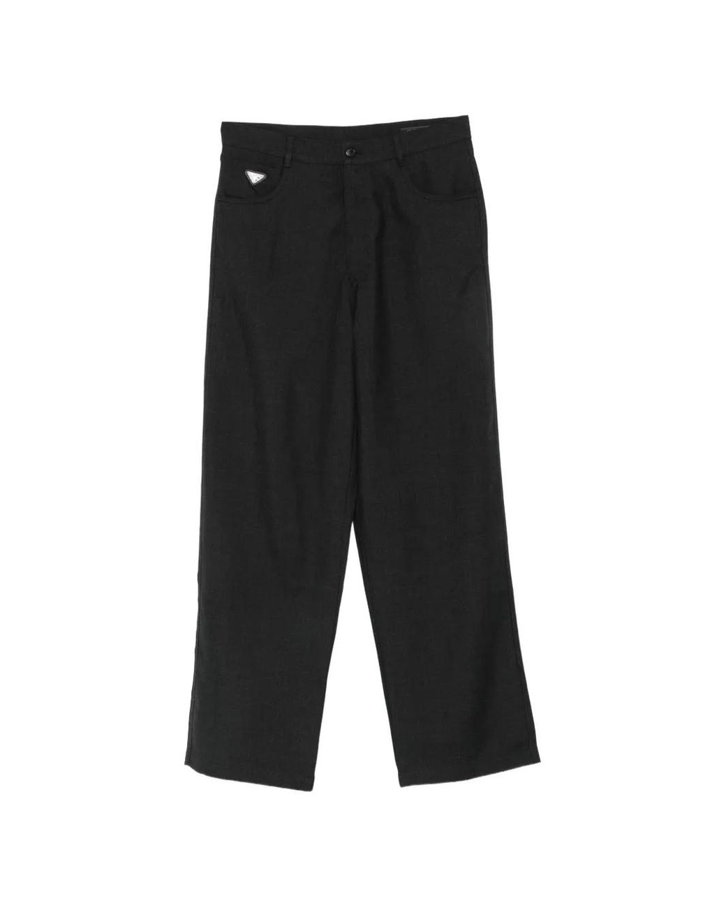 Prada Black Logo-Plaque Wide-Leg Trousers for men